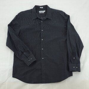 Calvin Klein Dress Shirt Gray/Black Micro-Pattern Elegant Style Size L